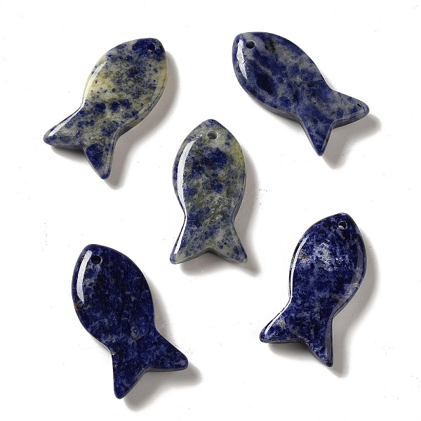 

PandaHall Natural Sodalite Pendants, Fish Charms, 39x20x7~7.5mm, Hole: 2.3mm Sodalite Fish