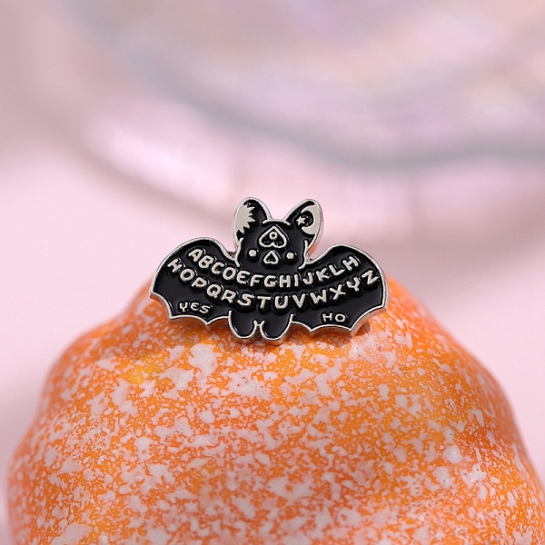 

PandaHall Bat Enamel Pins, Alloy Brooches for Backpack Clothes, Platinum, 19x30x1.5mm Alloy+Enamel Bat Black