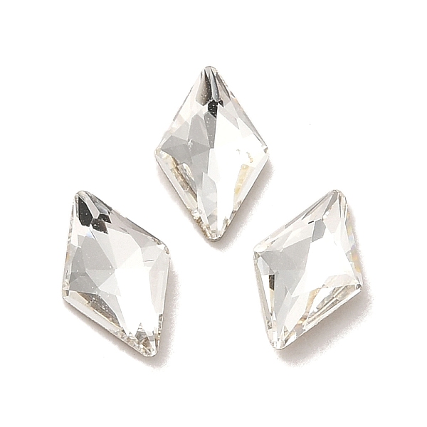 

PandaHall Glass Rhinestone Cabochons, Point Back & Back Plated, Faceted, Rhombus, Crystal, 8x5x2mm Glass Rhinestone Rhombus Clear