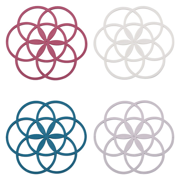 

PandaHall Crafans 8Pcs 4 Colors Silicone Hot Pads, Chakra Theme Pattern Non-silp Mat, for Hot Dishes Heat Resistant Heat Insulation Pad..., Multicolor