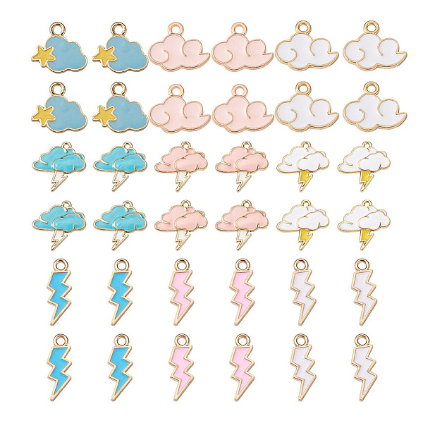 

PandaHall Alloy Enamel Pendants, Lightning & Cloud with Star, Mixed Color, 21x21x3mm, Hole: 1.6mm Alloy+Enamel Mixed Shapes Multicolor