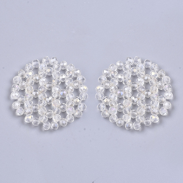 

PandaHall Plating Acrylic Woven Beads, Cluster Beads, Flat Round, Clear, 31x30x3.5mm, Hole: 2~3mm Acrylic Flat Round Clear