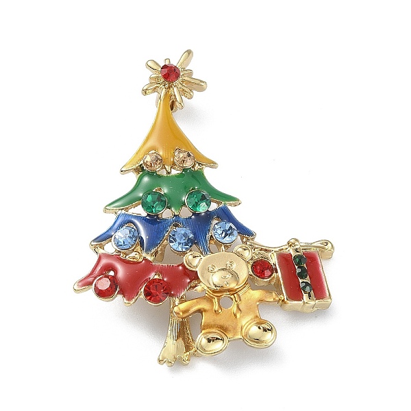 

PandaHall Alloy Glass Rhinestone Brooches, Enamel Pins, Christmas Tree, Bear, 52x41.5x10mm Alloy+Rhinestone Bear
