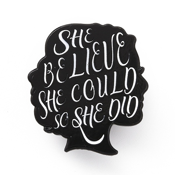 

PandaHall Word She Believe She Could So She Did Enamel Pin, Electrophoresis Black Alloy Feminism Brooch for Backpack Clothes, Black...