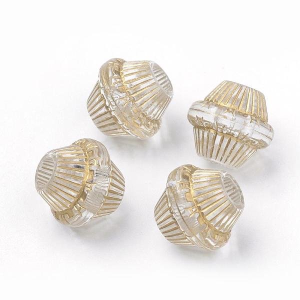 

PandaHall Plating Transparent Acrylic Beads, Golden Metal Enlaced, Bicone, Clear, 12x11mm, Hole: 3.5mm, about 780pcs/500g Acrylic Bicone...