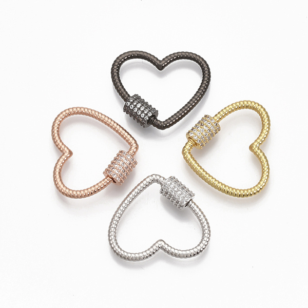

PandaHall Brass Micro Pave Clear Cubic Zirconia Screw Carabiner Lock Charms, for Necklaces Making, Heart, Mixed Color, 20.5x24x2mm, Screw...