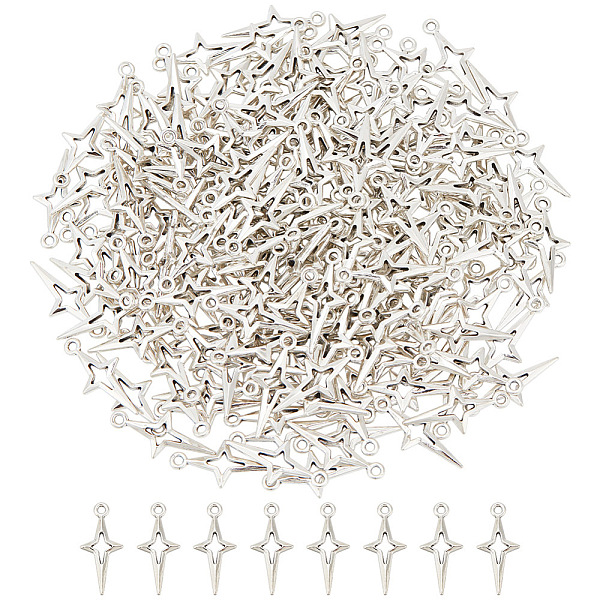 

PandaHall ARRICRAFT 200Pcs Tibetan Style Alloy Pendants, Star, Antique Silver, 23x10x2mm, Hole: 2mm Alloy
