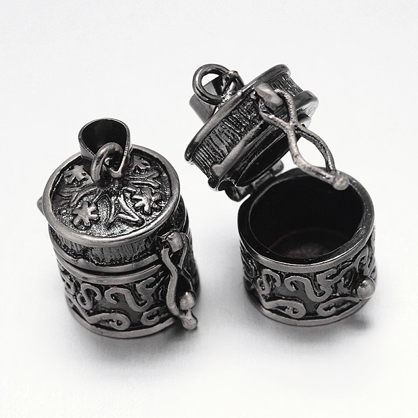 Carved Column Rack Plating Brass Prayer Box Pendants