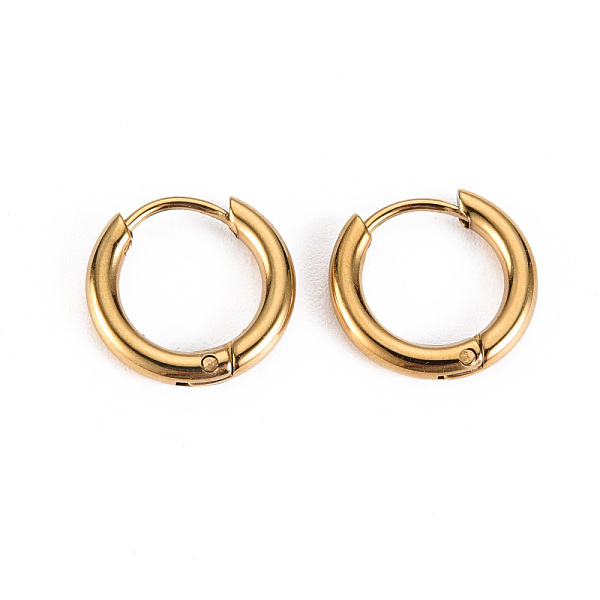 

PandaHall 304 Stainless Steel Huggie Hoop Earrings, Ring, Real 14K Gold Plated, 12x2mm, Pin: 0.8mm 304 Stainless Steel Ring