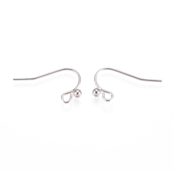 

PandaHall Brass Earring Hooks, Ear Wire, with Horizontal Loop, Long-Lasting Plated, Real Platinum Plated, 10.5x20x2.5mm, Hole: 1.5mm, 21...