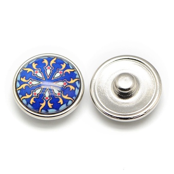 

PandaHall Brass Jewelry Snap Buttons, with Glass Cabochons, Lead Free & Nickel Free & Cadmium Free, Flat Round, Blue, 18x9mm, Knob: 5.5mm...