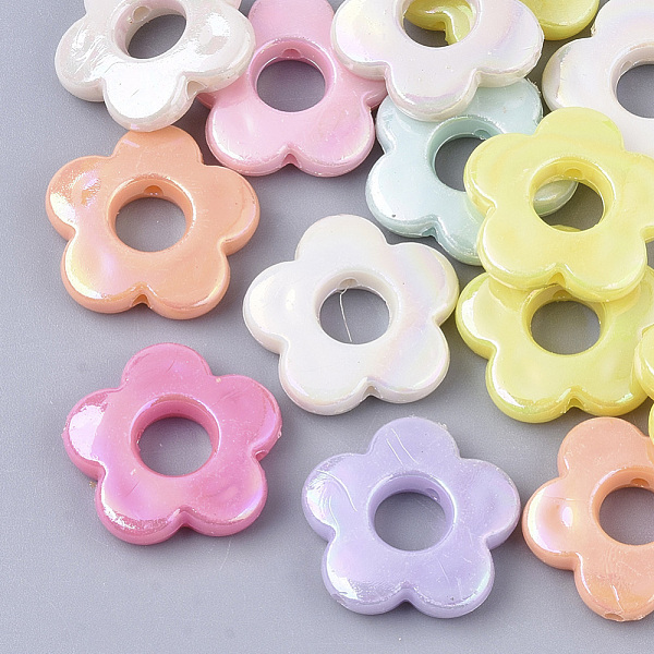 

PandaHall Opaque Acrylic Bead Frames, AB Color Plated, Flower, Mixed Color, 18x19x4mm, Hole: 1.5mm, Inner Diameter: 6mm, about 700pcs/500g..., Multicolor
