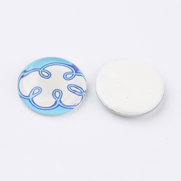PandaHall Tempered Glass Cabochons, Half Round/Dome, Cloud Pattern, Colorful, Size: about 22mm in diameter, 6mm thick Glass Half Round