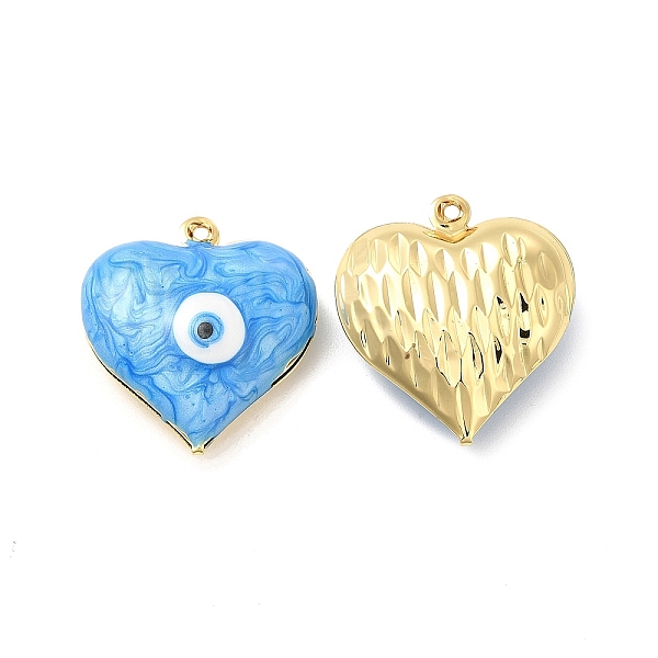 

PandaHall Brass Enamel Pendants, Real 18K Gold Plated, Long-Lasting Plated, Heart with Evil Eye Pattern, Deep Sky Blue, 24x22x8mm, Hole...