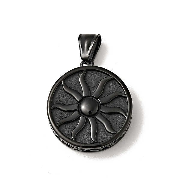 

PandaHall 316 Surgical Stainless Steel Enamel Pendants, with 304 Stainless Steel Snap on Bails, Flat Round with Sun, Electrophoresis Black...