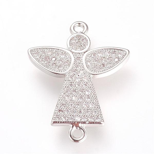 

PandaHall Long-Lasting Plated Brass Micro Pave Cubic Zirconia Links, Angel, Platinum, 23.5x19x2mm, Hole: 1.4mm Brass+Cubic Zirconia Angel &...