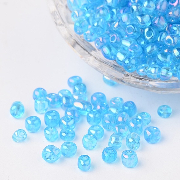 

PandaHall 6/0 Transparent Rainbow Colours Round Glass Seed Beads, Dark Turquoise, Size: about 4mm in diameter, hole: 1.5mm, about 495pcs/50g..., Cyan