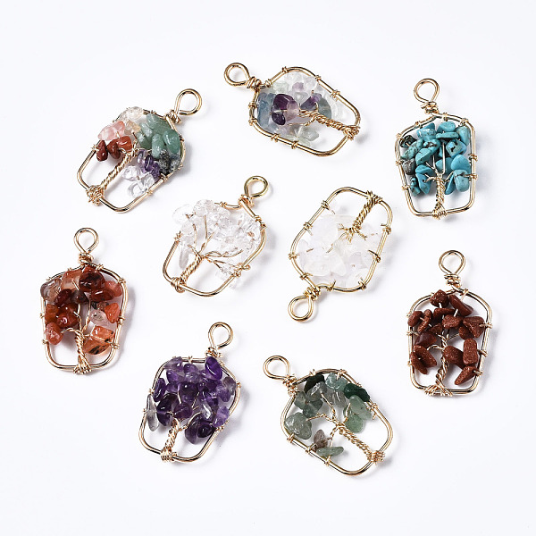 

PandaHall Natural & Synthetic Gemstone Pendants, Golden Tone Brass Wire Wrapped, Tree, Bottle, 37~38x21.5~22.5x4.5~7.5mm, Hole: 4mm Mixed...
