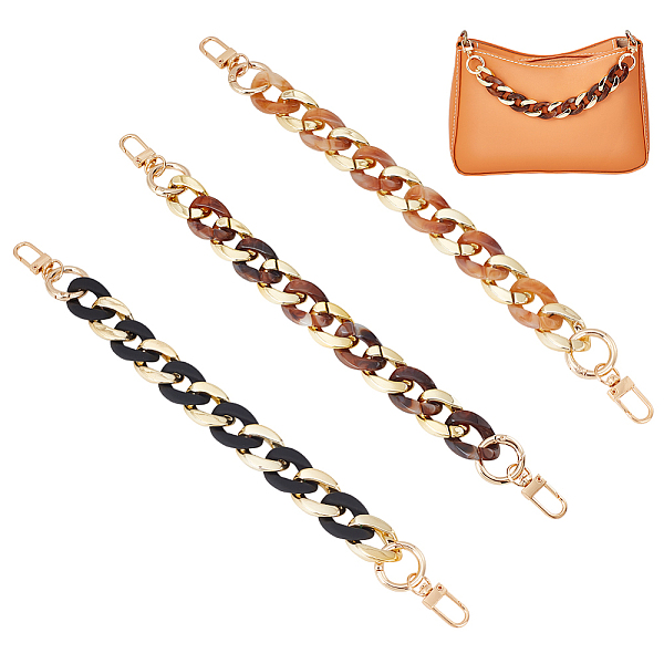 

PandaHall WADORN 3Pcs 3 Colors Acrylic Curb Chain Bag Handles, with Spring Gate Ring & Swivel Clasps, for Bag Strap Replacement Accessories..., Multicolor