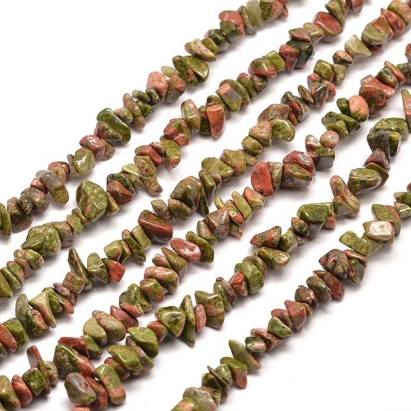 

PandaHall Natural Unakite Chip Bead Strands, 5~8x5~8mm, Hole: 1mm, about 31.5 inch Unakite Chip