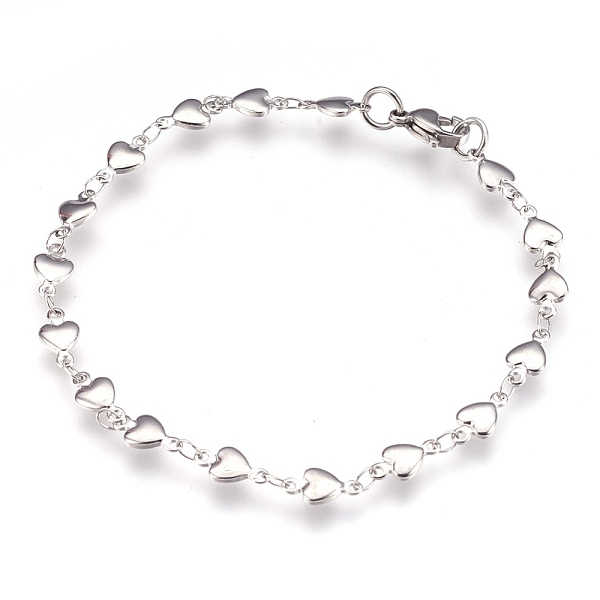 

PandaHall 304 Stainless Steel Link Bracelets, with Lobster Claw Clasps, Heart, Stainless Steel Color, 8-1/2 inch(21.5cm), 5mm 304 Stainless...