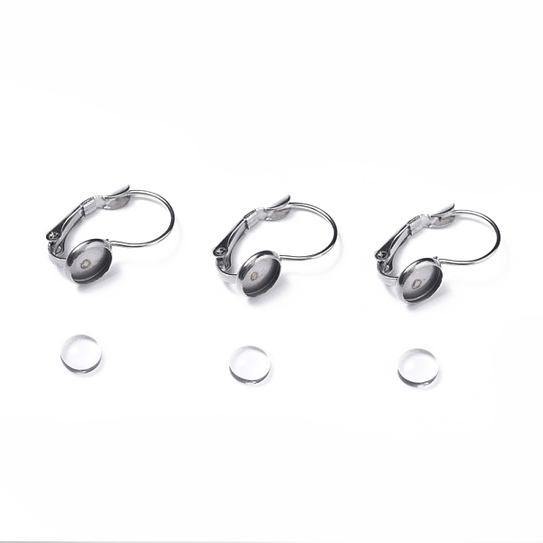 

PandaHall DIY Earring Making, with 304 Stainless Steel Leverback Earring Findings and Transparent Oval Glass Cabochons, Stainless Steel..., Clear