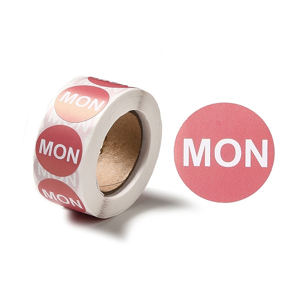 

PandaHall Paper Sticker Rolls, Round Dot Decals for DIY Scrapbooking Craft, Week , Light Coral, 25mm, about 500pcs/roll Paper Round