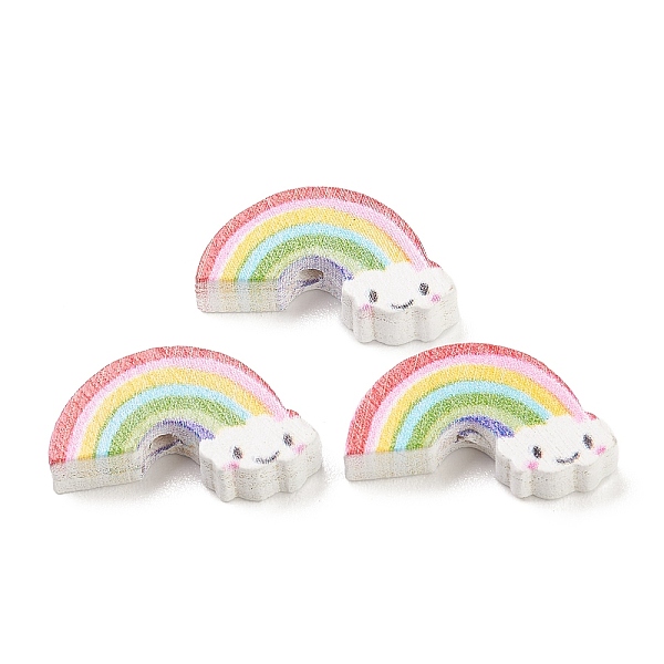 

PandaHall Spray Painted Natural Wood Beads, Printed Rainbow Beads, Colorful, 12.5x21x4.5mm, Hole: 1.8mm Wood Rainbow