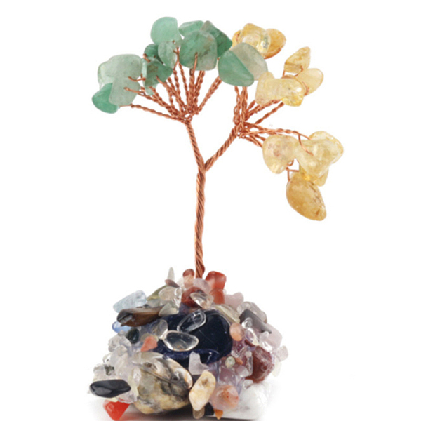 

PandaHall Natural Citrine & Green AventurineChips Tree Decorations, Copper Wire Feng Shui Energy Stone Gift for Home Desktop Decoration...