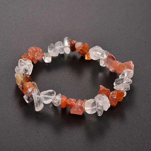 

PandaHall Chips Gemstone Beaded Stretch Bracelets, Red Agate, 50mm Carnelian