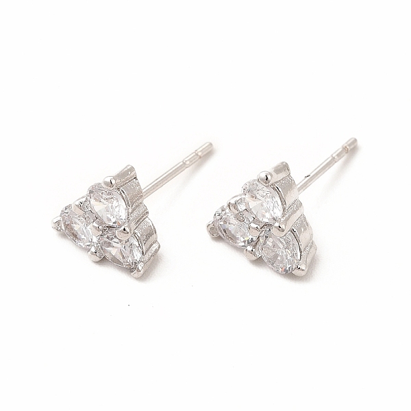 

PandaHall Brass Micro Pave Cubic Zirconia Stud Earrings for Women, Lead Free & Cadmium Free, Triangle, Platinum, 7.5x8mm, Pin: 0.8mm Cubic...