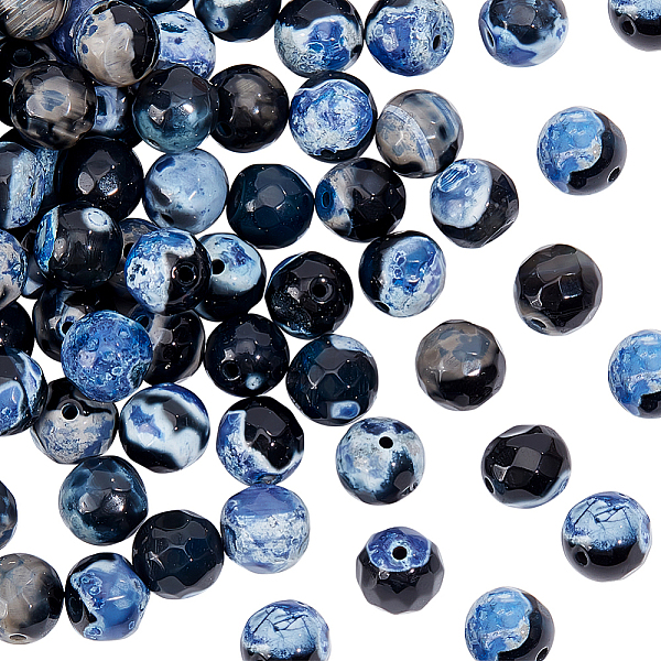 

PandaHall Olycraft 2 Strands Natural Dyed Fire Crackle Agate Beads Strands, Faceted, Round, Dodger Blue, 7.5~8mm, Hole: 1mm, about...