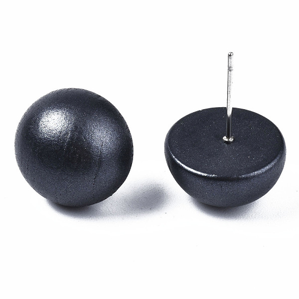 Boucles d'oreilles en bois de schima demi-rondes peintes pour fille femmes
