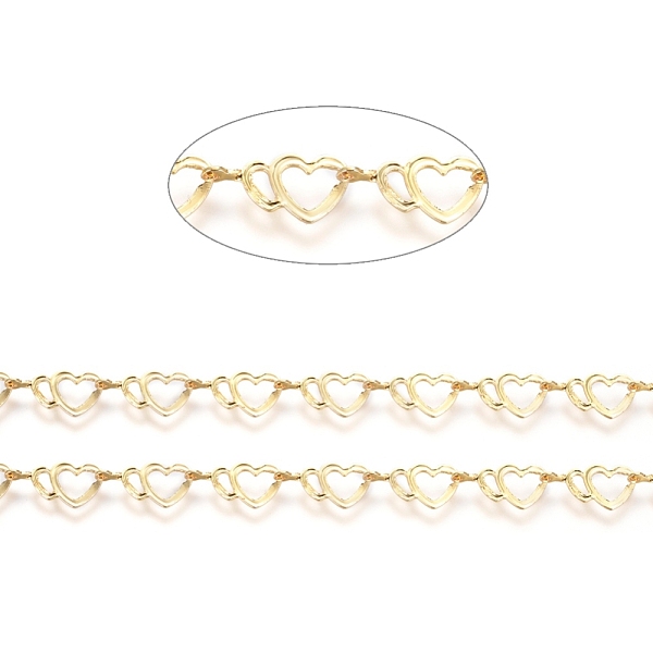 

PandaHall Brass Handmade Link Chains, with Spool, for Craft Jewelry Making, Long-Lasting Plated, Unwelded, Heart, Real 18K Gold Plated...