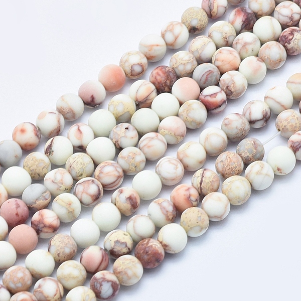 

PandaHall Natural Imperial Jasper Beads Strands, Frosted, Round, Beige, 6mm, Hole: 0.8mm, about 64pcs/strand, 15.7 inch. Imperial Jasper..., Yellow