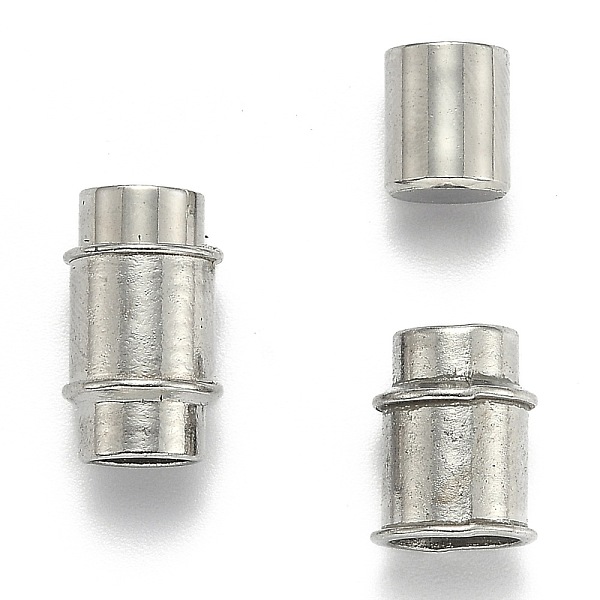 

PandaHall Brass Magnetic Clasps with Glue-in Ends, Column, Platinum, 17x10mm, Hole: 7mm Brass Column