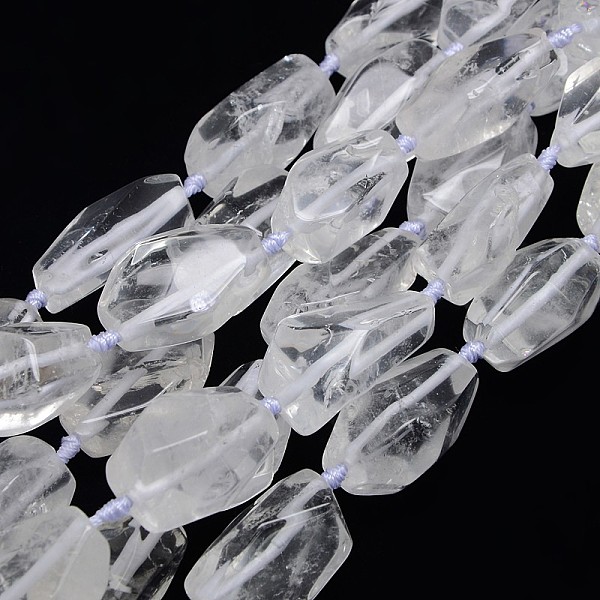 

PandaHall Natural Gemstone Quartz Crystal Beads Strands, Rock Crystal Beads, Nuggets, 20~45x10~25mm, Hole: 2mm, about 10~12pcs/strand, 15.74..., Clear