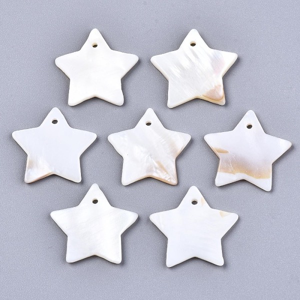 

PandaHall Natural Freshwater Shell Pendants, Star, Seashell Color, 23x24.5x2.5mm, Hole: 1.6mm Freshwater Shell Star