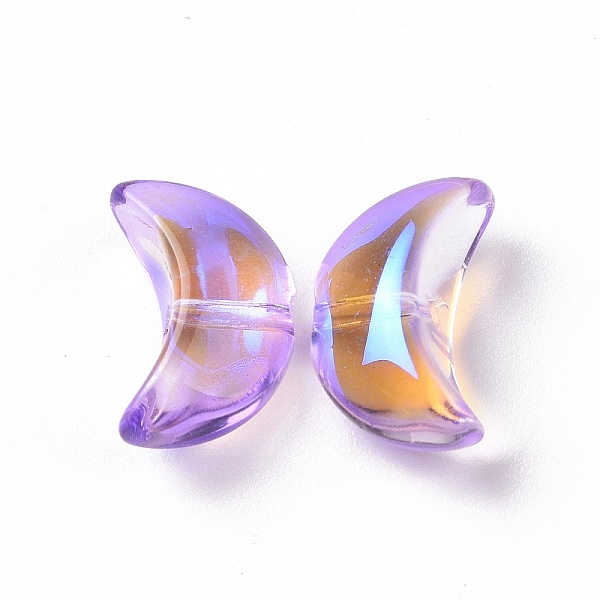 

PandaHall Transparent Electroplate Glass Beads, AB Color Plated, Moon, Medium Purple, 14x9x6.5mm, Hole: 1.2mm Glass Moon