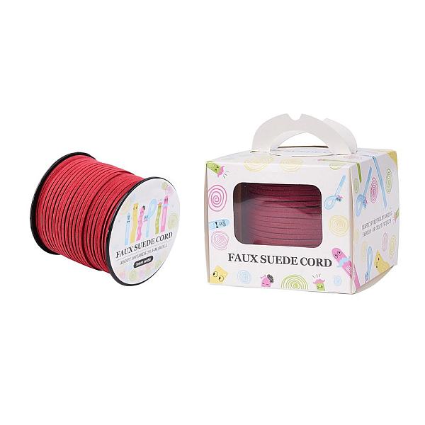 

PandaHall Faux Suede Cord, Faux Suede Lace, Paper Box Packing, FireBrick, 3.0x1.4mm, about 98.43yards/roll(90m/roll) Faux Suede Red