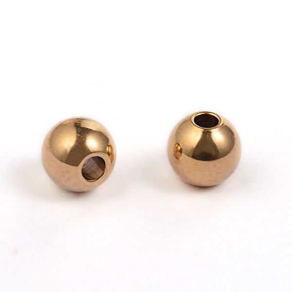 

PandaHall Ion Plating(IP) 304 Stainless Steel Spacer Beads, Round, Golden, 5mm, Hole: 1.8mm 304 Stainless Steel Round