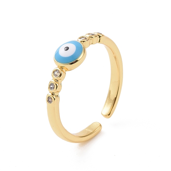 

PandaHall Brass Micro Pave Cubic Zirconia Open Rings, Enamel Evil Eye Cuff Rings for Women, Real 18K Gold Plated, 2mm, Inner Diameter: US..., Clear