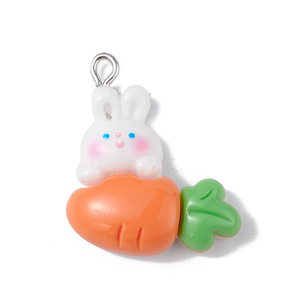 

PandaHall Opaque Resin Pendants, Cute Rabbit Charms, with Platinum Tone Iron Loops, Rabbit, 28.5x24x7mm, Hole: 2mm Iron+Resin Rabbit