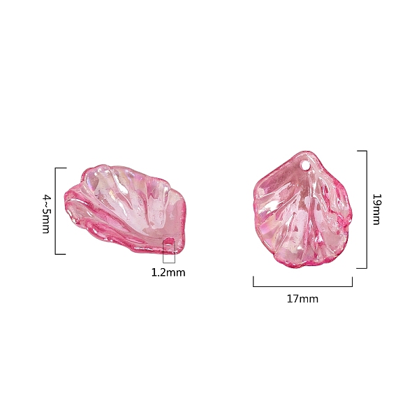 

PandaHall Transparent Acrylic Pendants, AB Color, Leaf, Mixed Color, 19x17x4mm, Hole: 1.2mm Acrylic Leaf Multicolor