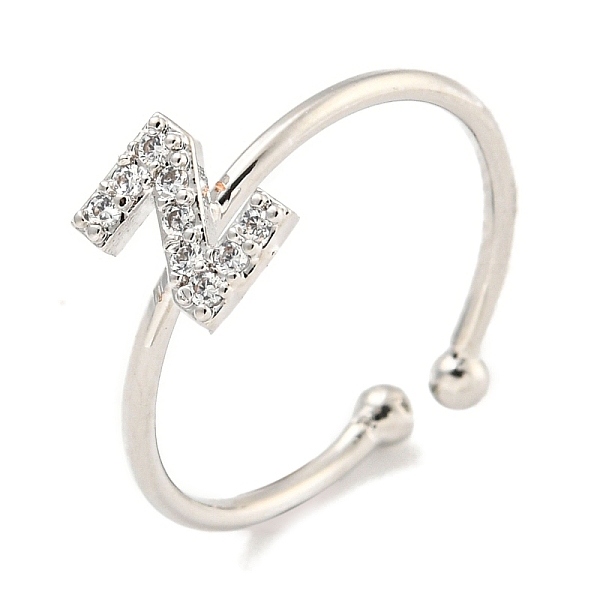 

PandaHall Rack Plating Brass Open Cuff Rings for Women, with Cubic Zirconia, Cadmium Free & Lead Free, Long-Lasting Plated, Letter, Letter Z...