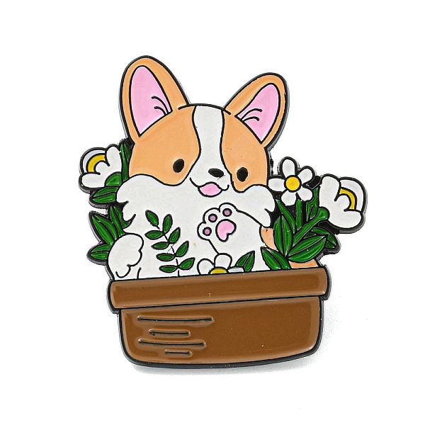 

PandaHall Potted Plant Black Alloy Brooches, Enamel Pins for Backpack Clothes, Dog, 30.5x27.5x1.5mm Alloy+Enamel Dog