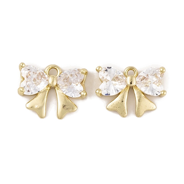 

PandaHall Brass Micro Pave Clear Cubic Zirconia Charms, Long-Lasting Plated, Bowknot, Real 14K Gold Plated, 9.5x12x3.5mm, Hole: 1mm...