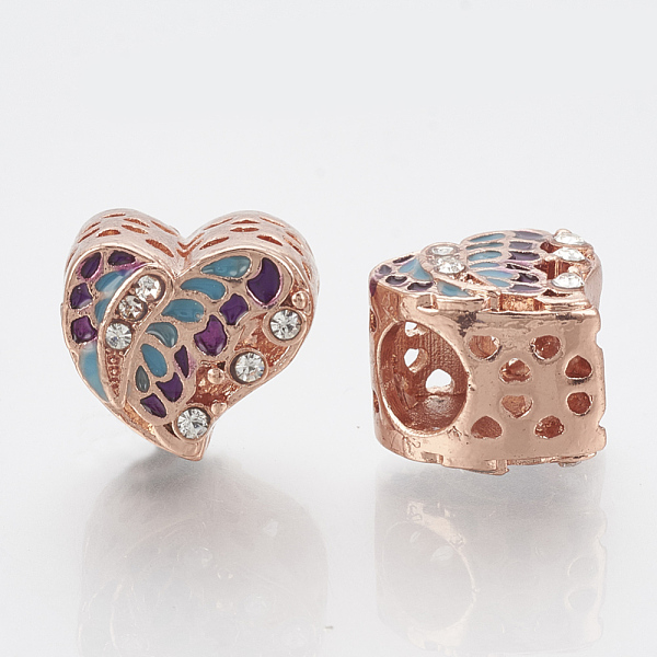 

PandaHall Alloy Rhinestone European Beads, with Enamel, Large Hole Beads, Heart, Indigo & Deep Sky Blue, Crystal, Rose Gold..., Purple