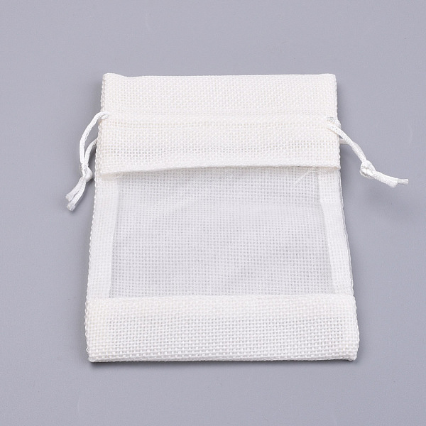 

PandaHall Cotton Packing Pouches, Drawstring Bags, with Organza Ribbons, Creamy White, 14~15x10~11cm Burlap