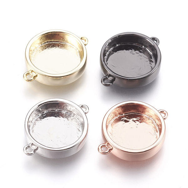 

PandaHall Brass Links, Cabochon Connector Settings, Plain Edge Bezel Cups, Flat Round, Mixed Color, Tray: 12mm, 19x14.5x3.5mm, Hole: 1.2mm..., Multicolor
